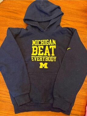 Authentic University of Michigan Sweatshirt Championship Football Hoodie Kids Sm